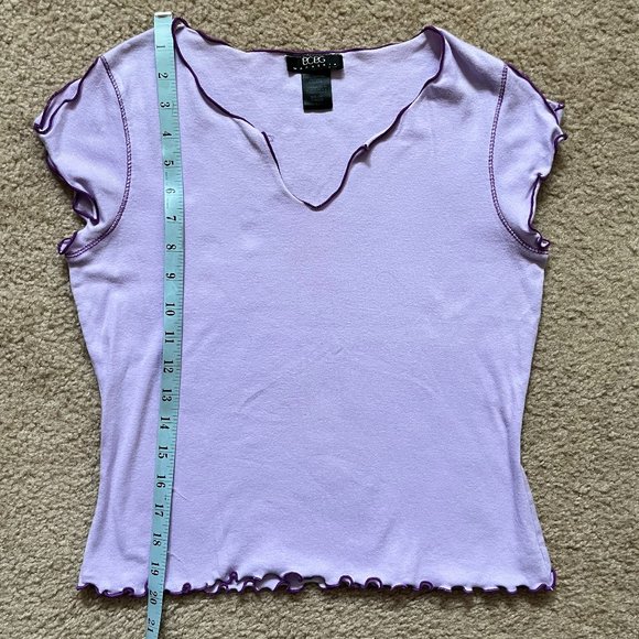 BCBG Knit Lavender Flutter Sleeves with Slit Top - Picture 7 of 7